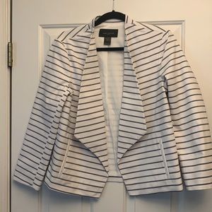 Ann Taylor White Jacket with Navy Stripes Size Medium